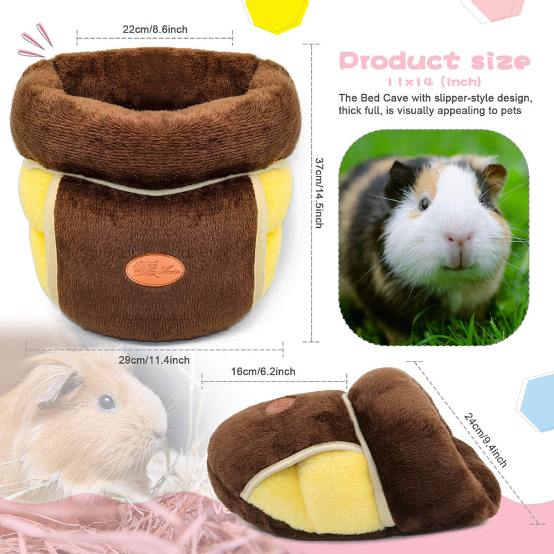 YUEPET Guinea Pig Bed Cuddle Cave Warm Fleece Cozy House Bedding Sleeping Cushion Cage Nest for Small Animal Squirrel Chinchilla Hedgehog Cage Accessories Brown - PawsPlanet Australia