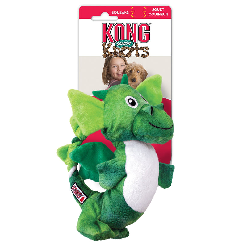 KONG - Dragon Knots - Internal Knotted Ropes and Minimal Stuffing for Less Mess (Assorted Colours) - For Medium/Large Dogs - PawsPlanet Australia