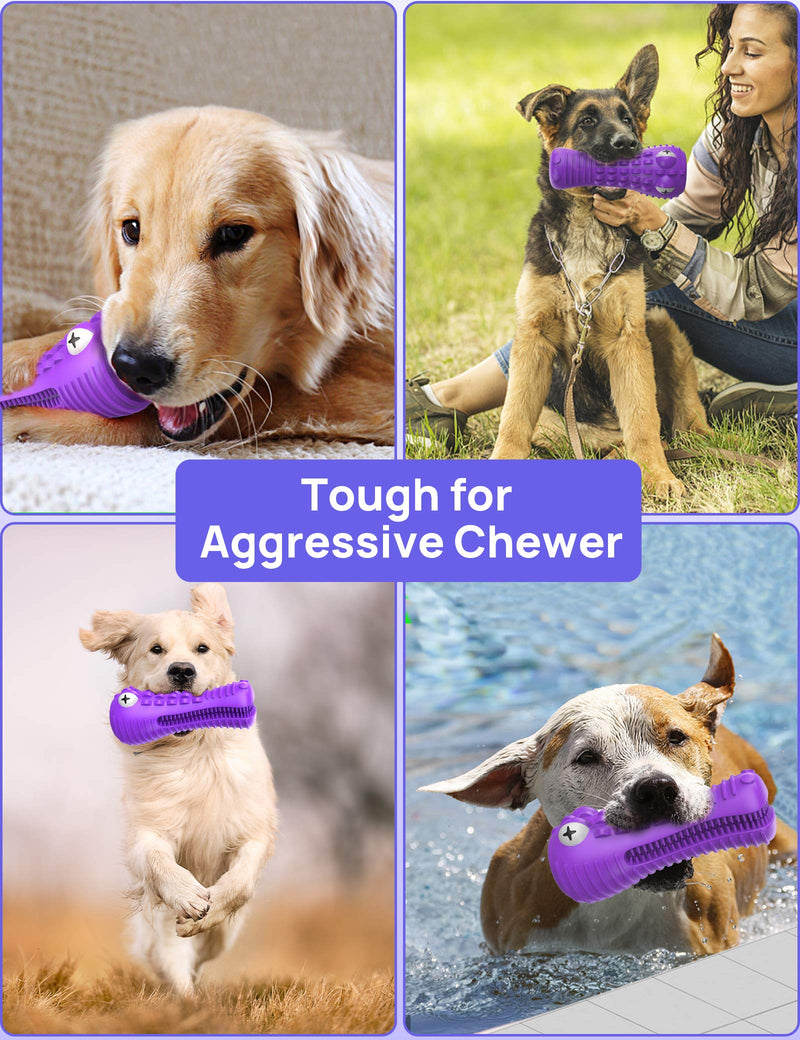 Dog Toys for Aggressive Chewers Large Medium Breed Dog Chew Toys Dog Toothbrush Nearly Indestructible Squeaky Interactive Tough Extremely Durable Toys for Medium Large Dogs A-Purple - PawsPlanet Australia