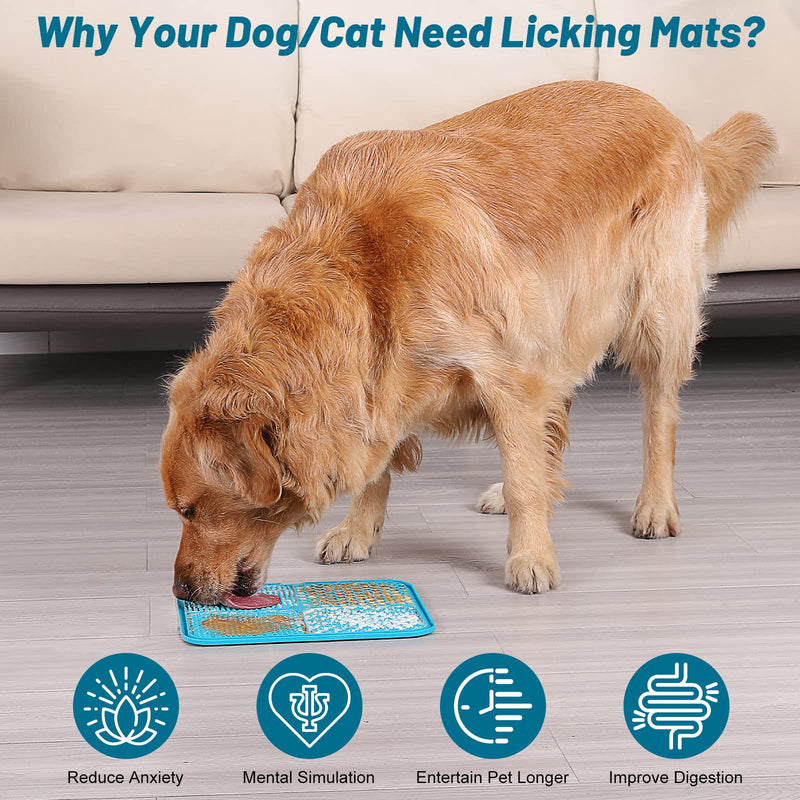 MateeyLife X Large Licking Mats for Dogs and Cats, Lick Mats with Suction Cups for Dog Anxiety Relief, Cat Peanut Butter Lick Pad for Boredom Reducer, Dog Slow Feeder for Bathing Grooming Blue - PawsPlanet Australia
