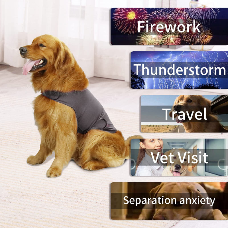 cattamao Comfort Dog Anxiety Relief Coat, Dog Anxiety Calming Vest Wrap for Thunderstorm,Travel,Fireworks,Vet Visits,Separation XS Small Medium Large XL Dog X-Small (Pack of 1) Gray - PawsPlanet Australia