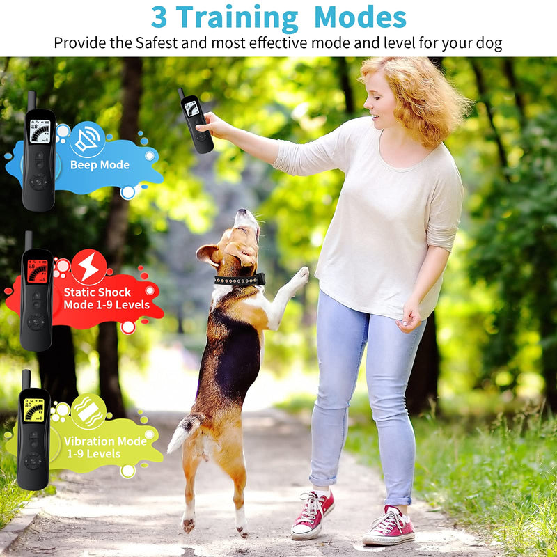 PETFAN Dog Training Collar, Waterproof Shock Collars for Dogs with Remote. Up to 3300Ft Remote, Rechargeable Bark Collar with Beep, Vibration, Shock 3 Modes, Dog Collar for Large/Medium/Small Dogs - PawsPlanet Australia