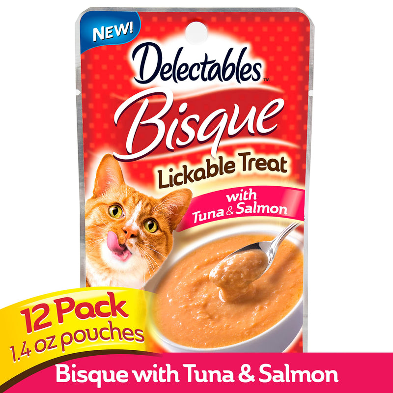 Hartz Delectables Bisque Lickable Wet Cat Treats for Adult & Senior Cats, Multiple Flavors Tuna & Salmon 1.4 Ounce (Pack of 12) - PawsPlanet Australia