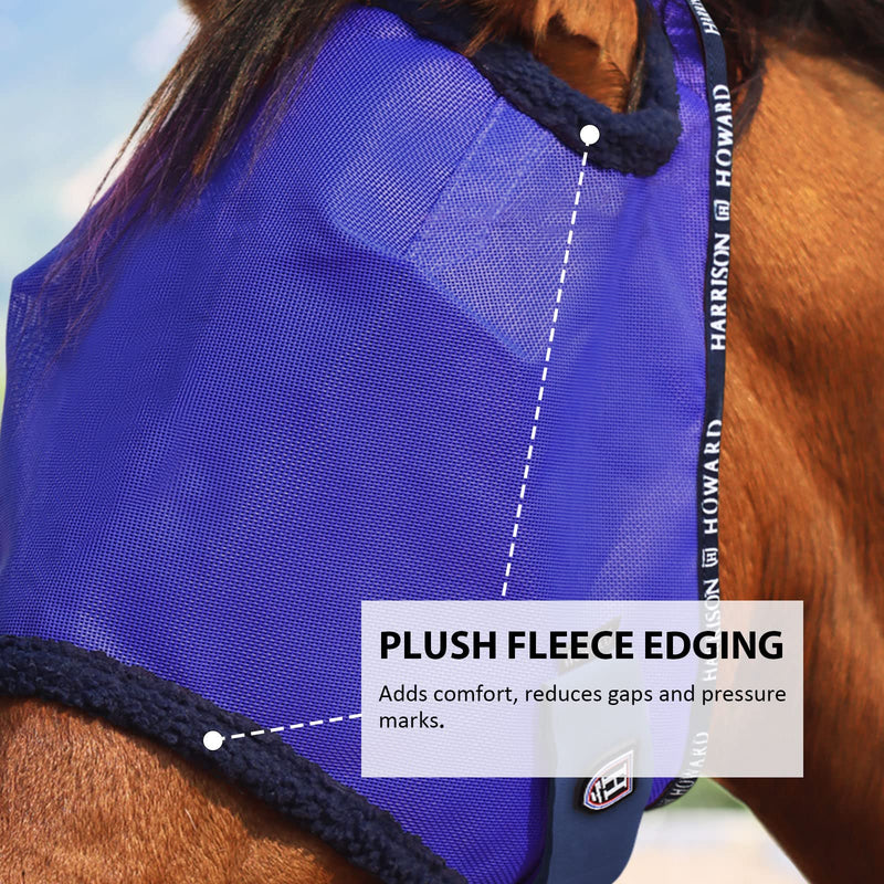 Harrison Howard Standard Horse Fly Mask with Comfort Fleece Padding UV Protection for Horse Medium (Cob) Deep Navy - PawsPlanet Australia