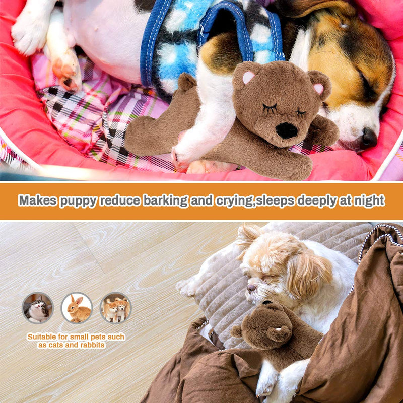 E-More Puppy Toy with Heartbeat, Puppies Separation Anxiety Dog Toy Soft Plush Sleeping Buddy Behavioral Aid Toy Puppy Heart Beat Toy for Puppies Dog Pet, Bear Shape - PawsPlanet Australia