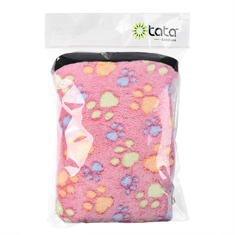 [Australia] - KIWITATA Super Soft Warm Puppy Dog Blanket Fleece Pet Dog Cat Sleep Bed Blankets Cover Mat with Paw Print for Kitties Puppies Guinea Pig Small Pink 