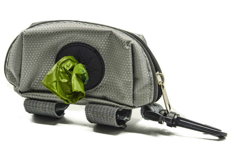 PROtastic Grey Poo Bag Dispenser bag - Can be attached to the dogs lead or cliped to waist - Comes with 2 poo bag rolls so you are ready to go. - PawsPlanet Australia