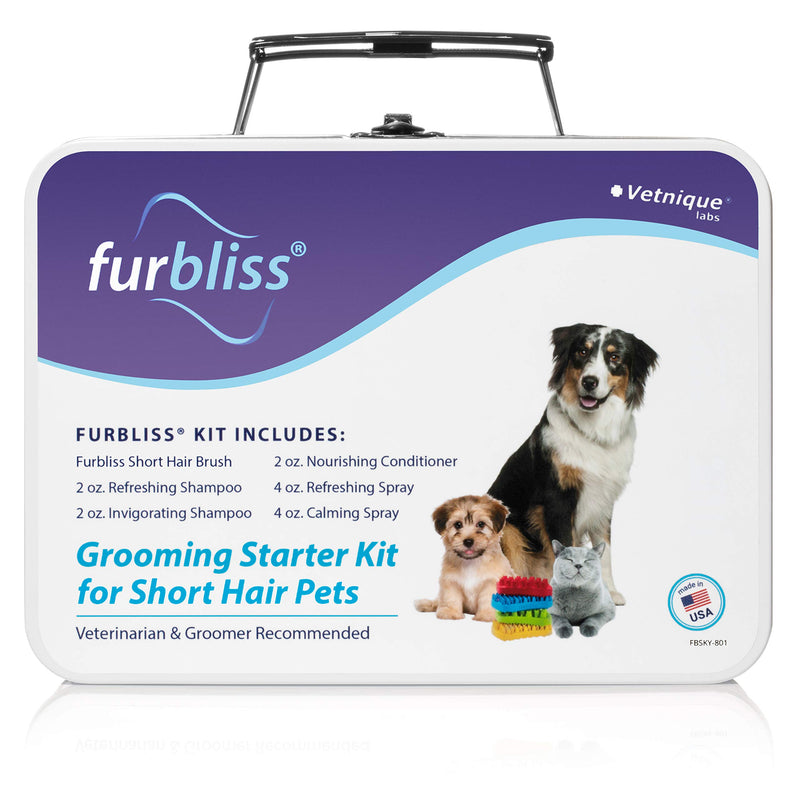 [Australia] - Furbliss Grooming Kit for Dogs, Cats and Pets, Includes Cat/Dog Shampoo, Cat/Dog Conditioner, Cologne Grooming Sprays and Brush (Short Hair) Short Hair 