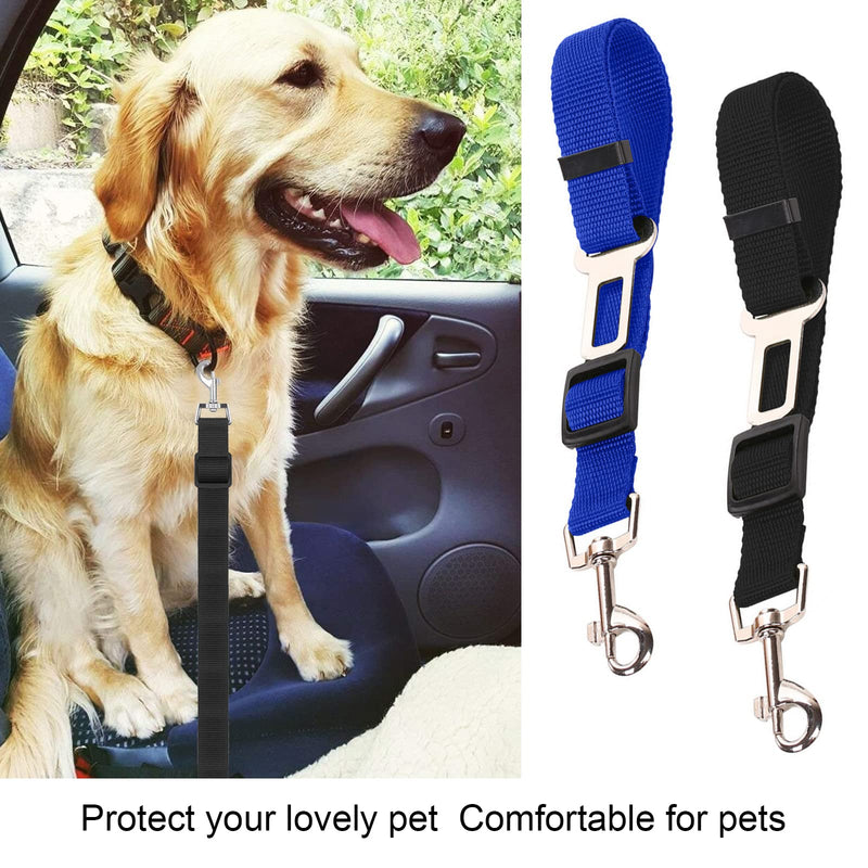 GGISUI 2pcs Dog Seat Belt Adjustable Dog Seat Belt 42-70cm Car Belt Dog Travel Accessories for All Dog Breeds Cats Car Types Black Blu - PawsPlanet Australia