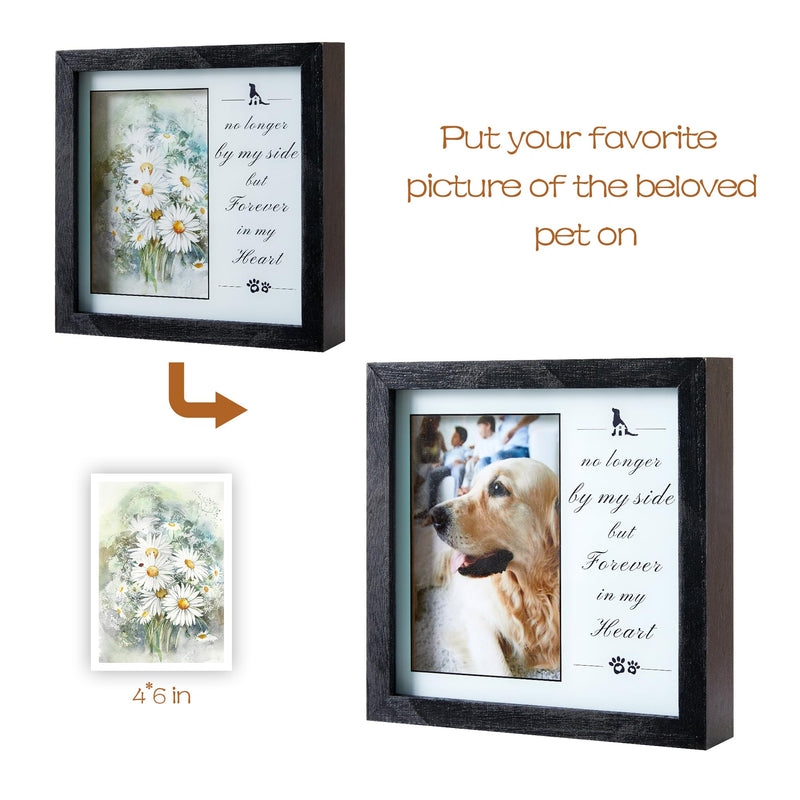WOODEXPE Pet Memorial Picture Frame 8"x8" Dog Memorial Gift LED Shadow Box Pet Loss Gift of Dog and Cat Keepsake for Remembrance Black Black no longer by my side - PawsPlanet Australia