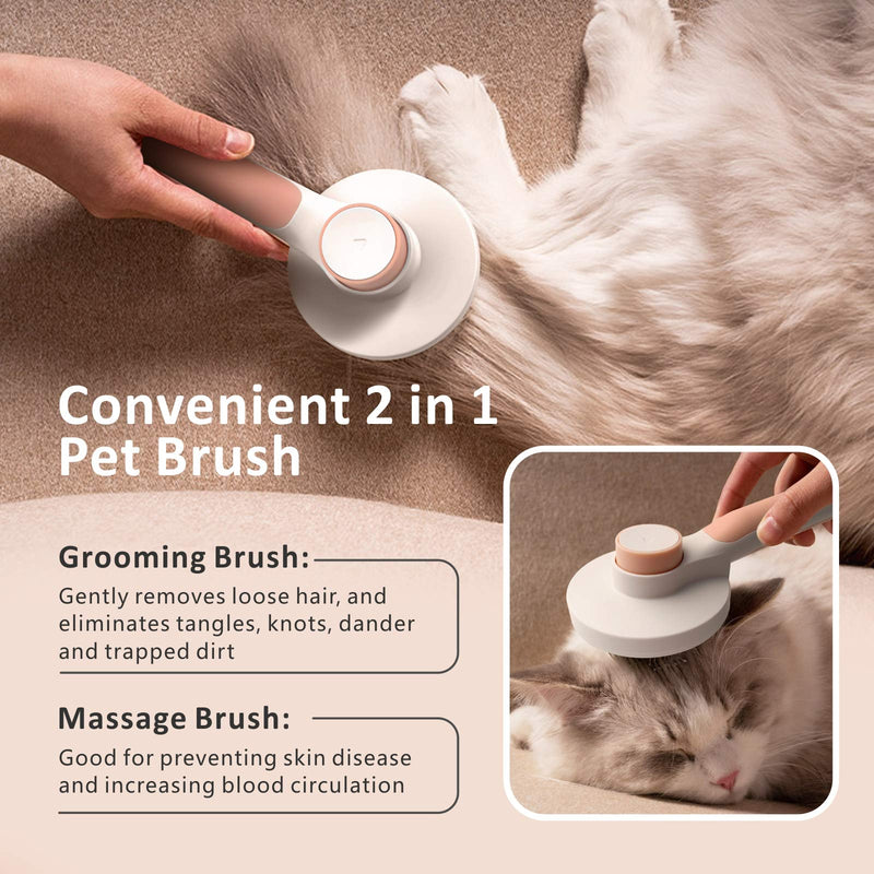 Baytion Pet Grooming Brush, Cats Dogs Brushes for Long Haired & Short Hair, Supple Stainless Steel Bristles Quick Cleaning of the Brush to Remove Tangles Dead Undercoat and Dirt - PawsPlanet Australia