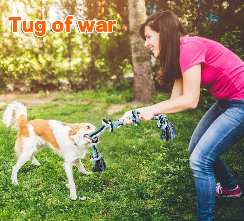 BMAG Dog Rope Toys for Aggressive Chewers, Interactive Heavy Duty Dog Toys for Medium Large Dogs, Tough Twisted Rope Toy with 5 Knots XL-Blue - PawsPlanet Australia