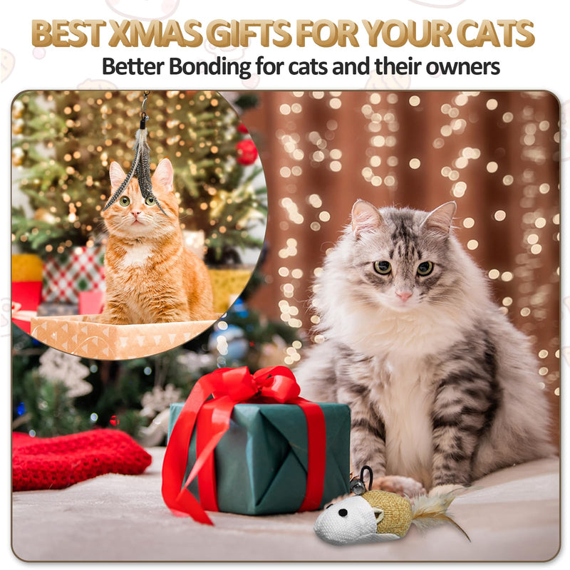 ROSAUI cat toy, 12 pieces cat fishing rod with 2 suction cups, cat toy self-occupation with mouse, natural interactive cat toy for cats, intelligence toy with feathers 2 suction cups - 12 pieces - PawsPlanet Australia