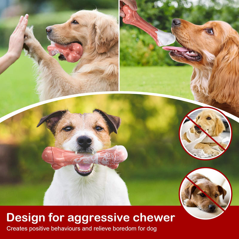 Focuspet Indestructible Dog Chew Toys for Aggressive Chewers, Non-Toxic Food Grade Nylon Dog Bone, Beef Flavored Chew Extreme Tough Dog Toys, for Dogs Up to 32 kg /70.5 lbs Large : 15 x 4 cm - PawsPlanet Australia