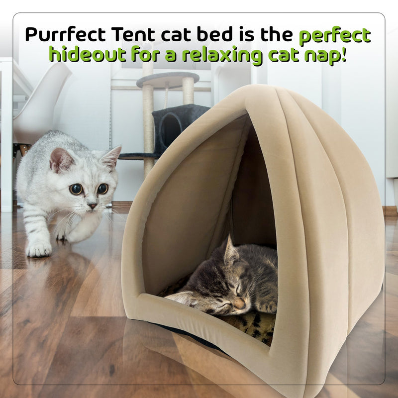 [Australia] - Purrfect Tent -  Cozy, Comfortable Cat Bed Tan 