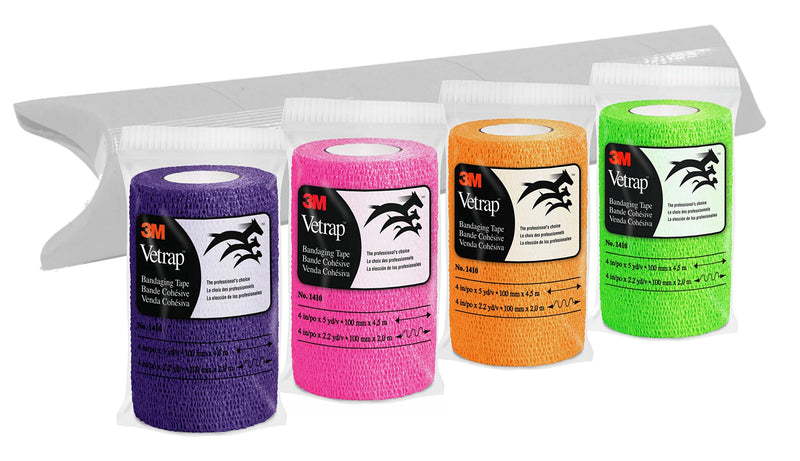 3M Vetrap 4" Bright Color Bandaging Tape, 4"x 5 Yards, Snap-Tube, 3 Rolls (Bright Orange) - PawsPlanet Australia