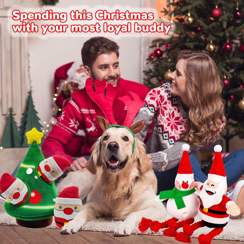 CIIVURR Dog Toy Christmas Intelligence with 3 Squeaky, Interactive Crinkle Paper Dog Toy Indestructible Sniffing Carpet for Dogs, Sniffing Toy for Medium and Small Dogs - PawsPlanet Australia