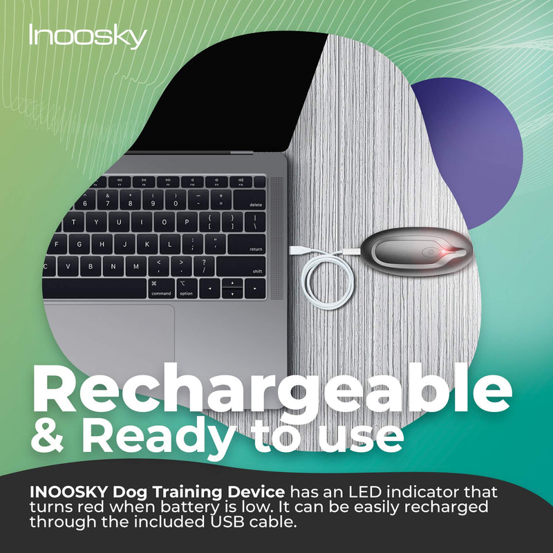 Inoosky Ultrasonic Dog Bark Deterrent, Bark Control Device - Anti Barking Device, 2-in-1 Dog Training Tool, Rechargeable Dog Trainer & Barking Control, Safe to Use Dog Repeller - PawsPlanet Australia