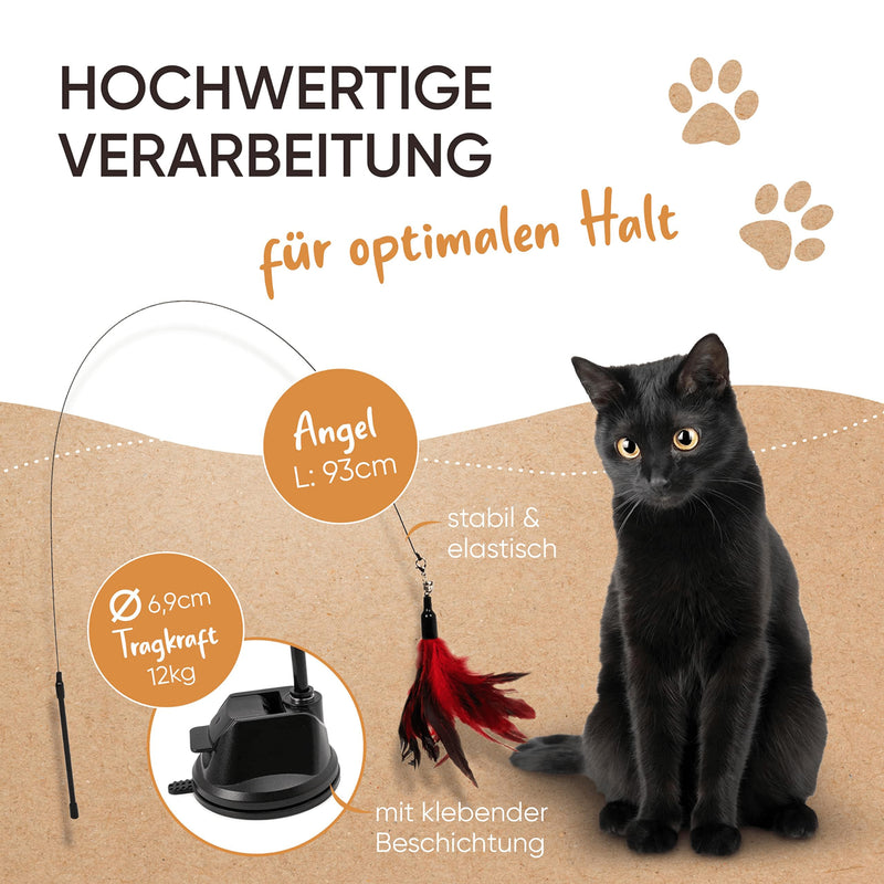 KASPARINO stable cat fishing rod - cat toy fishing rod with feathers, bird and suction cup - self-employment cat toy - durable cat fishing rod incl. catnip - interactive cat toy set version 2.0 - PawsPlanet Australia