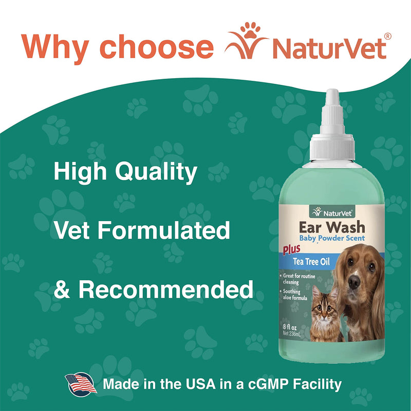 NaturVet Ear Wash with Tea Tree Oil, 240 ml - PawsPlanet Australia