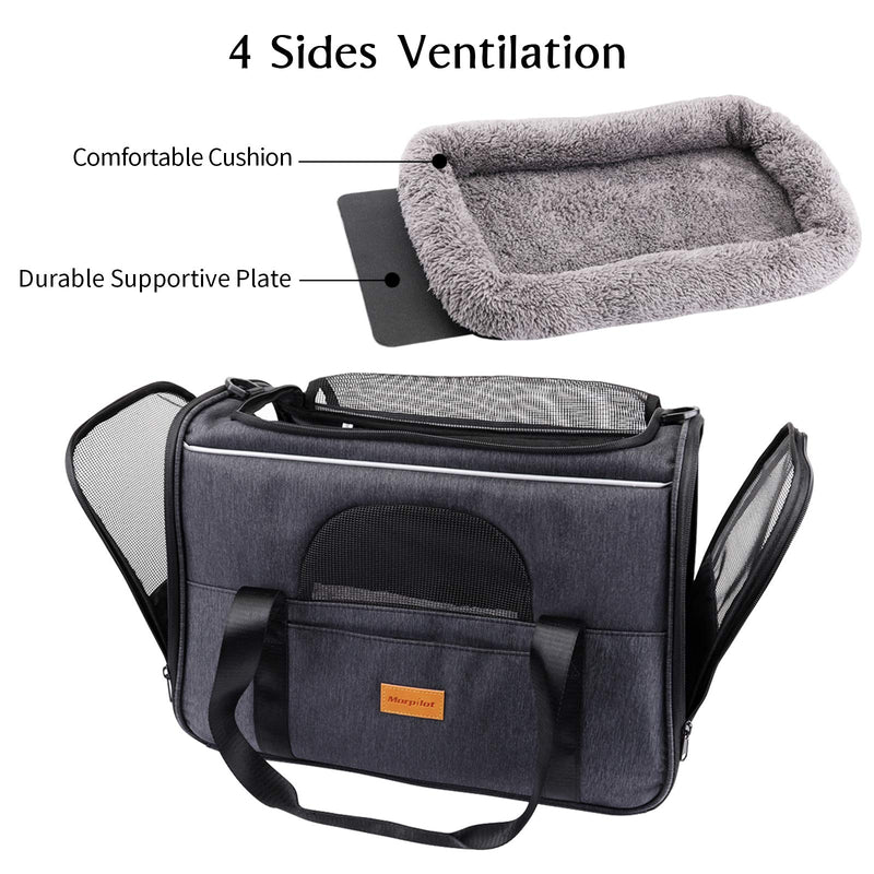 morpilot Cat Carrier, Portable Pet Carrier Bag for Cats and Small Dogs, Foldable Soft Sided Cat Transport Carrier, Airline Approved Pet Travel Carrier with Shoulder Strap, Removable Mat and Pet Bowl Medium Size - PawsPlanet Australia