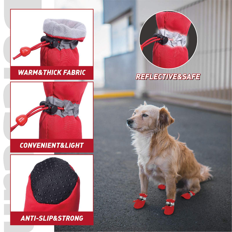 Dog Boots Anti-Slip Shoes Winter Paw Protector for Small Medium Dogs and Puppies 4PCS Size 5: 1.77"(Width) - PawsPlanet Australia