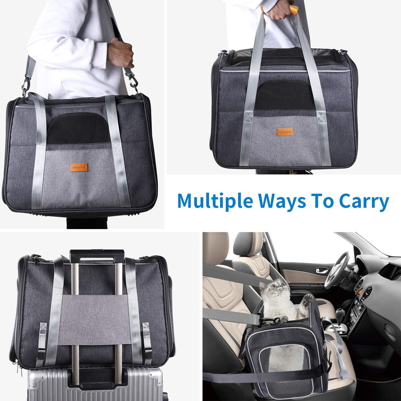 morpilot Pet Carrier Bag, Portable Cat Carrier Bag Top Opening with Breathable Mesh, Foldable Pet Transport Bag for Dogs and Cats up to 20lbs as Cage and Carrier Bag, with Shoulder Strap and Pet Bowl Large Size - PawsPlanet Australia