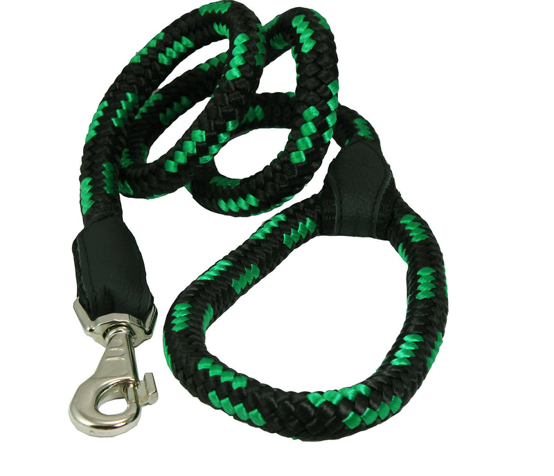 [Australia] - Dogs My Love 6ft Long Braided Rope Dog Leash Green with Black 6 Sizes XLarge: 6ft Long; 5/8" Diam (14mm) 