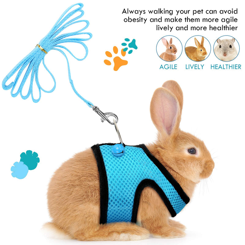 SATINIOR 3 Pieces Guinea Pig Harness and Leash Soft Mesh Small Pet Harness with Safe Bell, No Pulling Comfort Padded Vest for Guinea Pigs, Bunny, Ferret, Rats, Iguana, Hamster (Blue, Black, Red) - PawsPlanet Australia