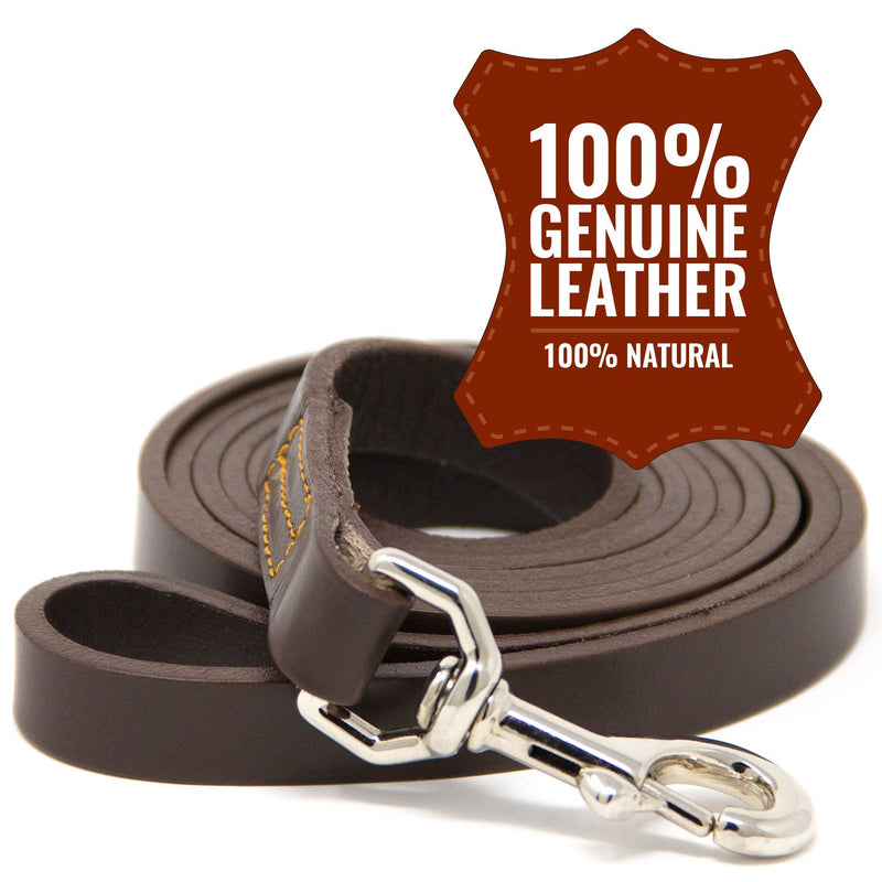 [Australia] - Hero Leather Training Leash - 6 Foot Brown 