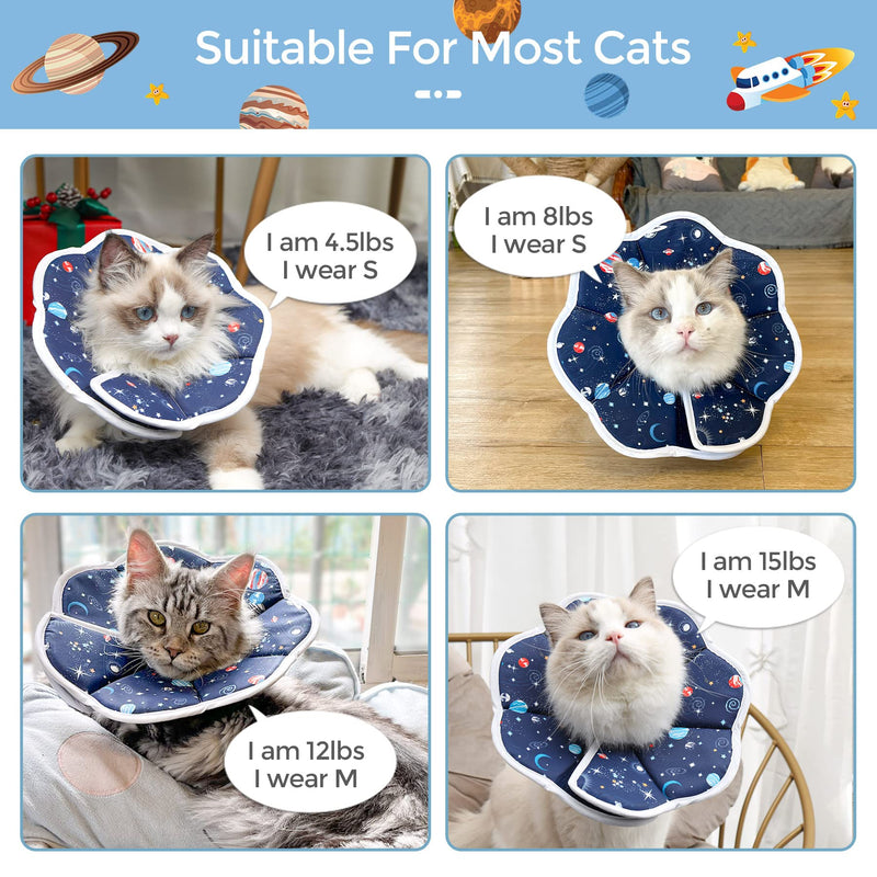 ComSaf Soft Cat Recovery Collar, Protective Adjustable Pet Cone Collar for After Surgery, Comfortable Lightweight Elizabethan Collar for Cat Kitten Prevent from Licking Wounds, Not Block Vision M (Neck:9-11 in) - PawsPlanet Australia