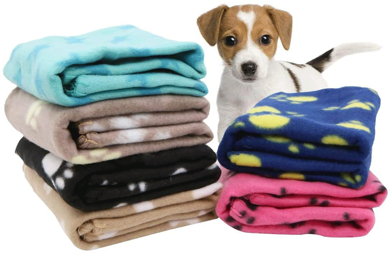Coocnh 6 Pcs Pet Blanket Cushion Dog Cat Soft Warm Blankets Puppy Washable Sleep Mat Pad Bed Cover With Paw Print(60 x 70cm/23.6 x 27.6 inch, Multicolor) - PawsPlanet Australia