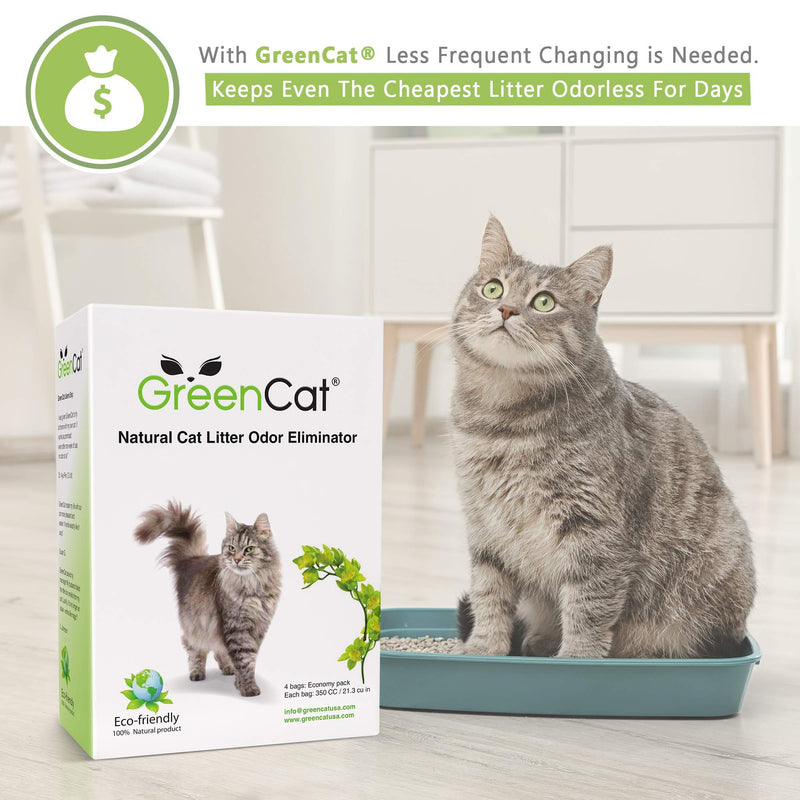 [Australia] - GreenCat Natural Cat Litter Odors Eliminator 1 Pack, 4 Bags (11.8oz. each) 