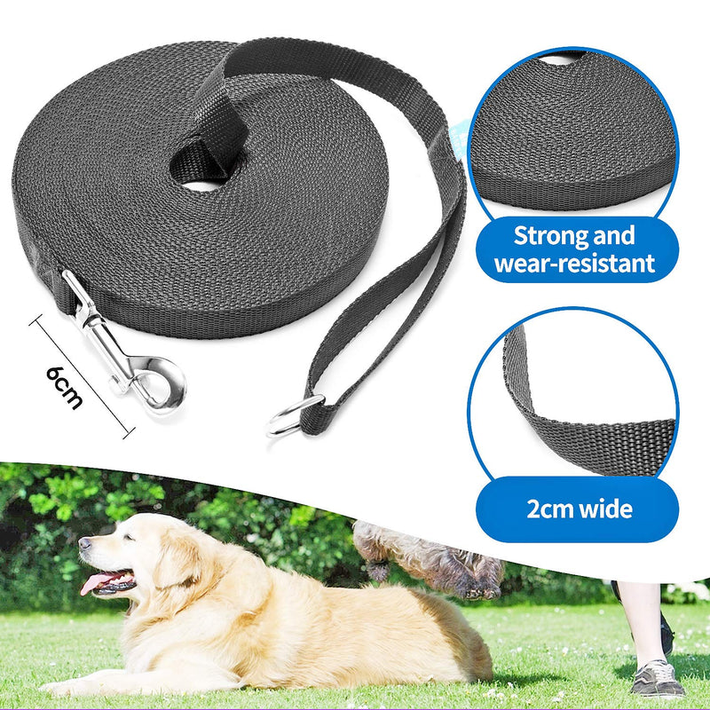 BAAPET 15 ft 20 ft 30 ft 50 ft 100 ft Long Dog Training Leash for Dog Training, Play, Camping, or Backyard Lead with Training Clickers for Small, Medium and Large Dogs or Cats 15 Feet Black - PawsPlanet Australia