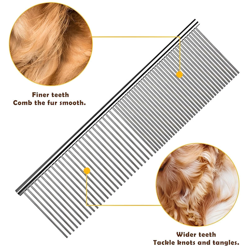 Dog Combs Pet Steel Comb Pet Comb Stainless Steel Pet Grooming Comb for Removing Tangles and Knots, Poodle Grooming Deshedding Tool - PawsPlanet Australia