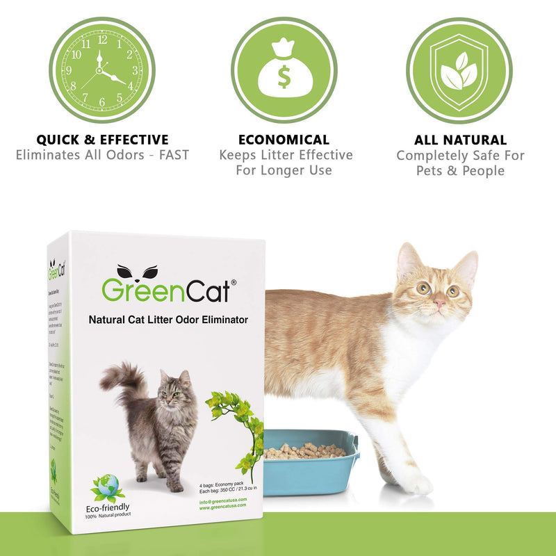 [Australia] - GreenCat Natural Cat Litter Odors Eliminator 1 Pack, 4 Bags (11.8oz. each) 