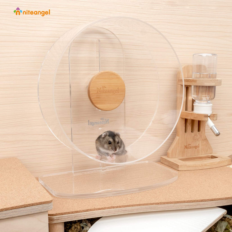 Niteangel Silent Hamster Exercise Wheel - Dual-Bearing Quiet Spinning Acrylic Hamster Running Wheel for Hamster Gerbils Mice Degus Or Other Small Animals S - PawsPlanet Australia