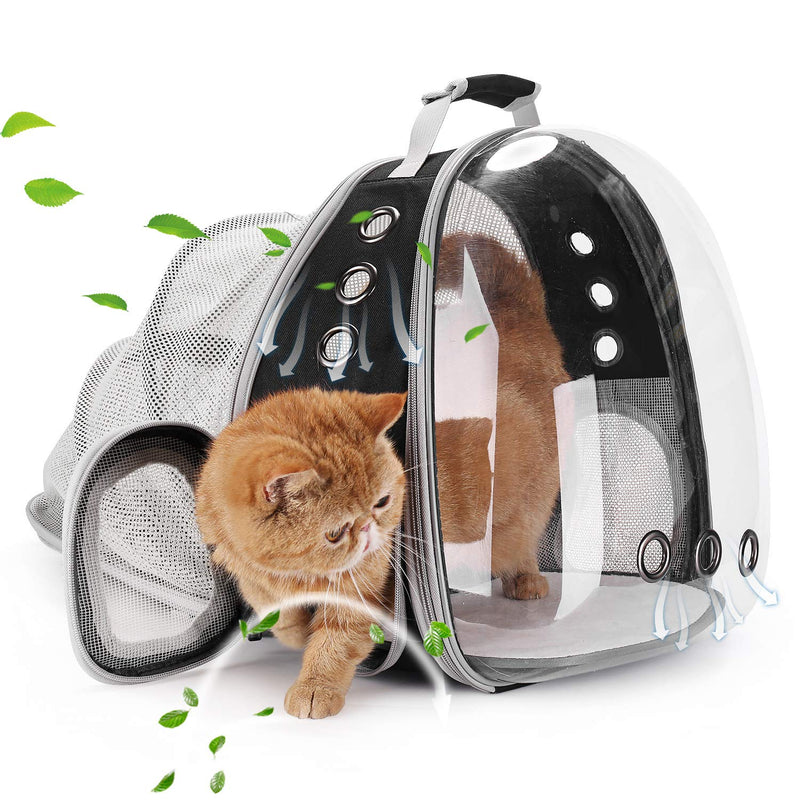 Lollimeow Pet Carrier Backpack, Bubble Backpack Carrier, Cats and Puppies,Airline-Approved, Designed for Travel, Hiking, Walking & Outdoor Use Black Back Expandable - PawsPlanet Australia