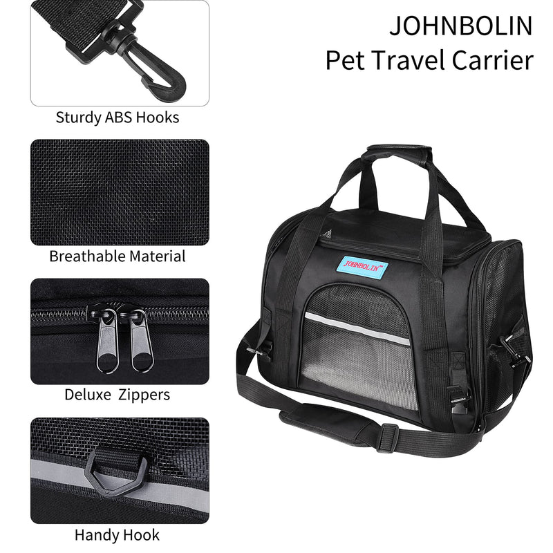 Pet Carrier,Airline Approved Three-Sided Opening for Small Medium Cats Dogs Puppies,Portable and Foldable Pet Travel Backpack with Fleece Pad Bag Travel Carrier and Locking Safety Zippers Black - PawsPlanet Australia
