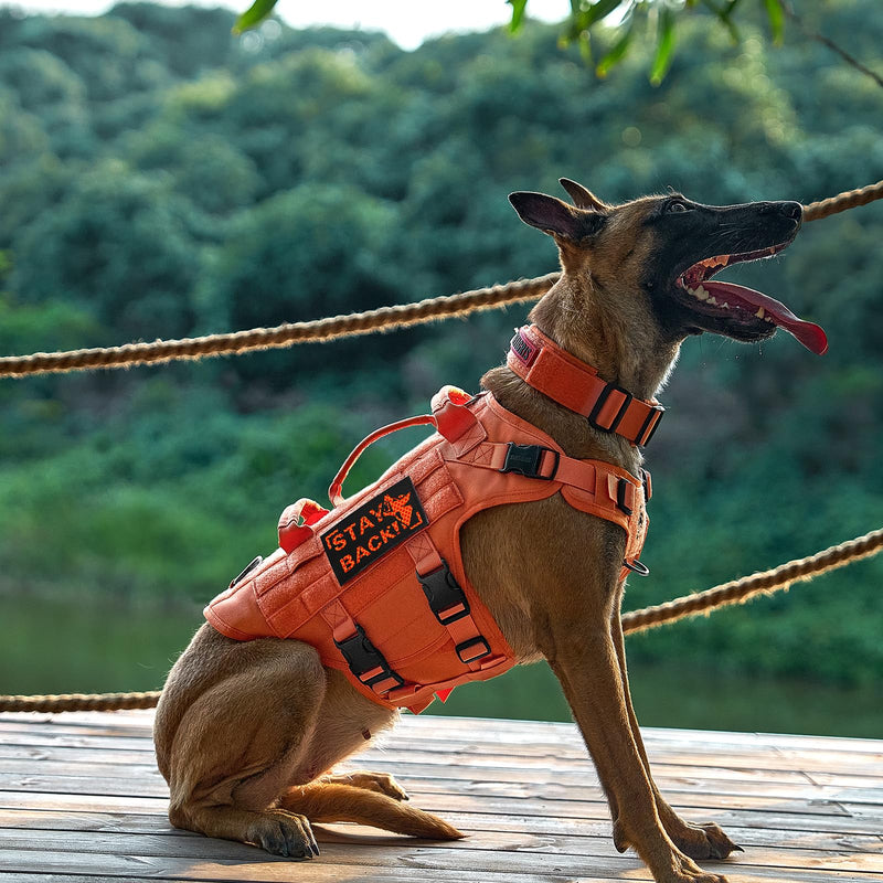 OneTigris Dog Harness, X Destroyer Tactical Harness Dog 3 Handles Heavy Duty Dog Vest with Metal Buckles - Orange S - PawsPlanet Australia