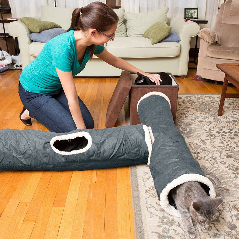 [Australia] - Easyology Premium Cat Tunnel - Interactive Cat Tube Toy with Crinkle Sound - Best Cat Tunnels for Indoor Cats - Fun Kitty Tunnel for Hiding - Collapsible Gray 