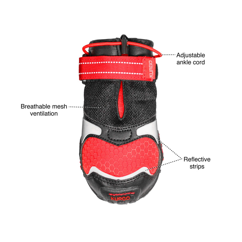 [Australia] - Kurgo Winter Boots for Dogs | Dog Shoes for Hot Pavement | Dog Snow Boots | All Season Paw Protectors | Water Resistant | Reflective | No Slip | Blaze Cross Shoes | Chili Red / Black Medium 