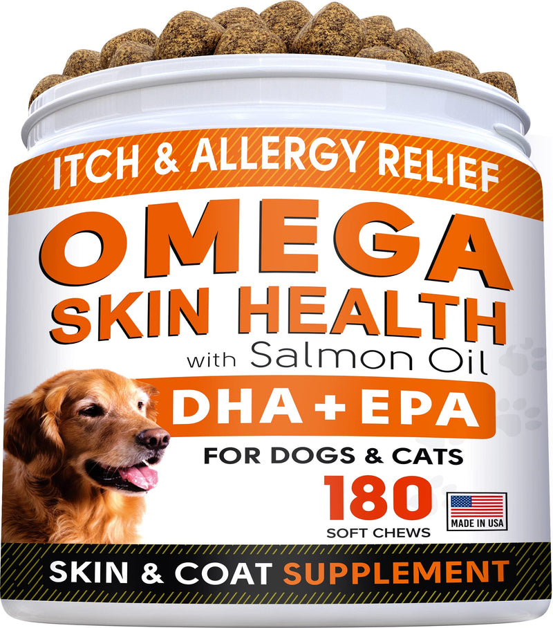 Fish Oil Omega 3 + Pumpkin for Dogs Bundle - Allergy and Itch Relief + Upset Stomach - Omega 6 9 - EPA & DHA + Pure Pumpkin Powder - Skin and Coat Supplement + Digestion - 180ct + 8.1oz - Made in USA - PawsPlanet Australia