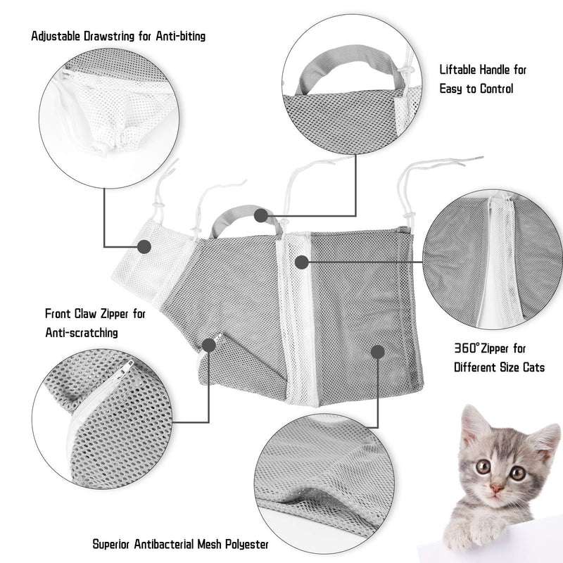 GAPZER Cat Shower Bag Pet Grooming Restraint Bags Adjustable Breathable Mesh Anti-bite & Scratch Kitty Bathing Bag for Nail Trimming - PawsPlanet Australia