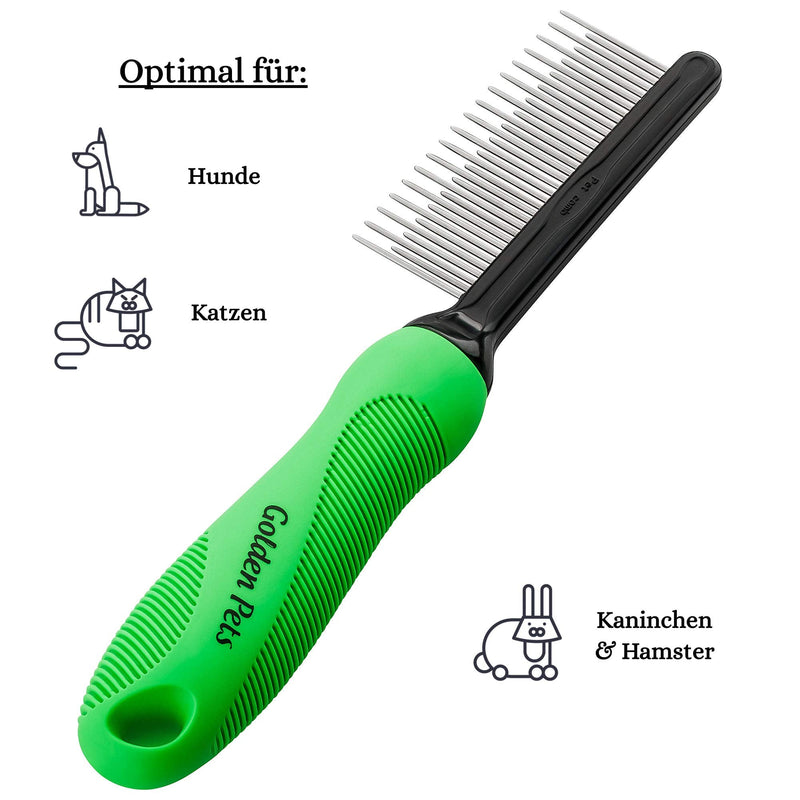 Golden Pets fur detangler comb I dog & cat brush suitable for medium to long hair I small - large animals I easy cleaning I + free care manual detangling comb - PawsPlanet Australia