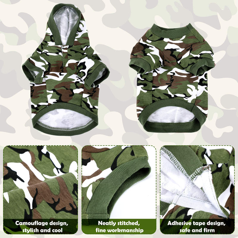 2 Pieces Camouflage Dog Basic Hoodies Cute Pet Shirts Spring and Autumn Pet Clothes, Soft and Comfortable Dog Clothes (S, Army Green) Small - PawsPlanet Australia