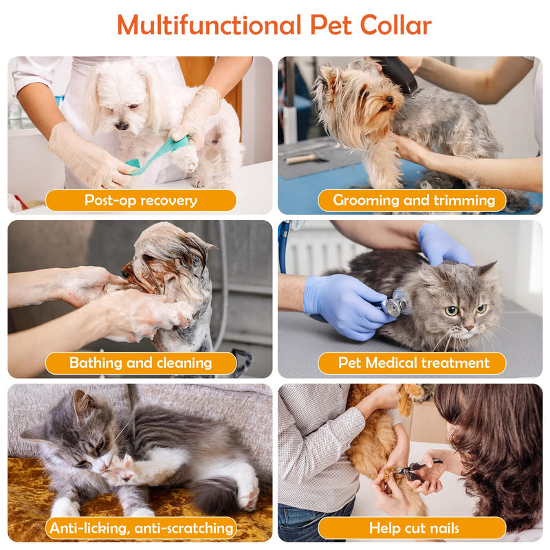ALLSOPETS Neck collar for dogs, cats, protective dog collar, soft protective collar, adjustable collar for pets for post-surgery and injuries, beige-green M - PawsPlanet Australia