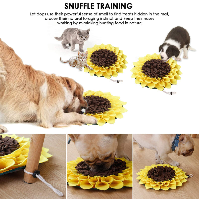 Snuffle Mat, Dog Snuffle Mat Sunflower Slow Feeding Dog Cat Food Mat Nosework Washable Treat Interactive Puzzle Dispenser Toys for Dogs Large Small Pet - PawsPlanet Australia