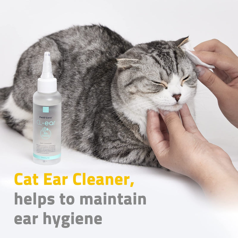 PetO'Cera Cl-Ear - Cat Ear Cleaner | Safe to use | Hypoallergenic Ear Cleaner | Cleans and Removes Odors | Reduce Itching | 3.39 oz - PawsPlanet Australia