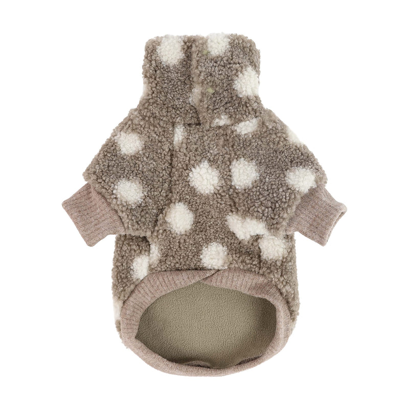 Fitwarm Sherpa Polka Dot Dog Coat Turtleneck Fuzzy Doggie Sweater Puppy Winter Clothes Doggy Knitted Outfits Pet Cold Weather Clothes Cat Apparel XS Khaki - PawsPlanet Australia